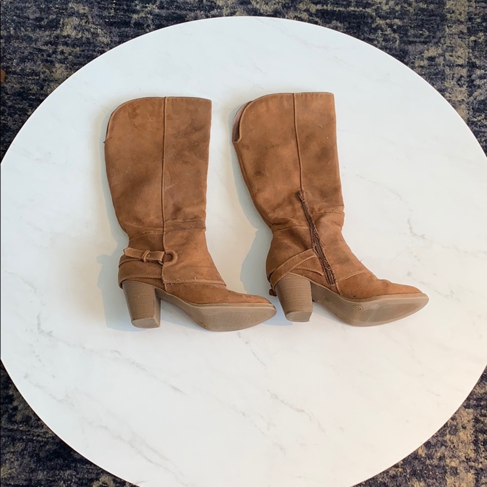 Below the knee leather boots